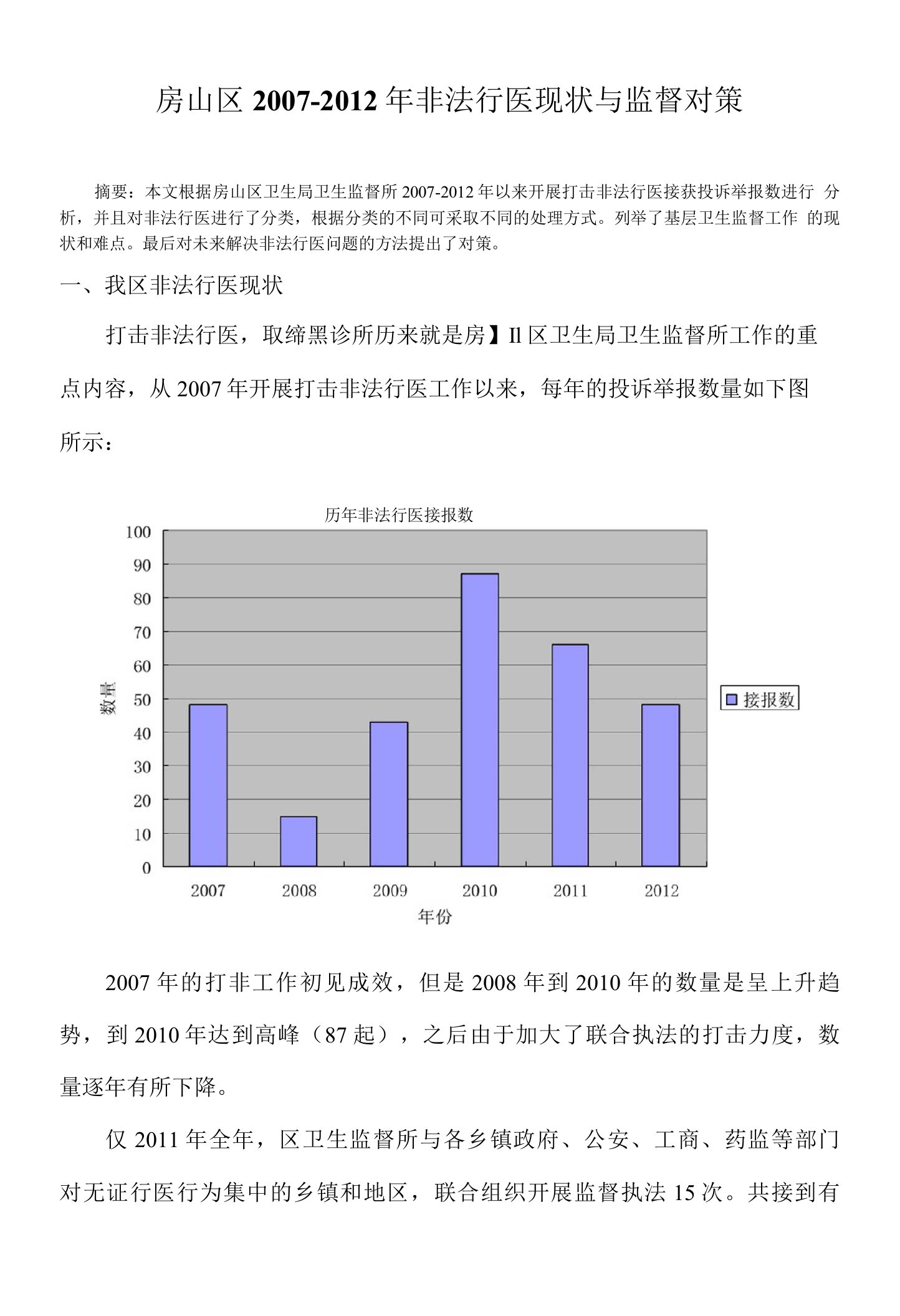 非法行医现状与卫生监督对策