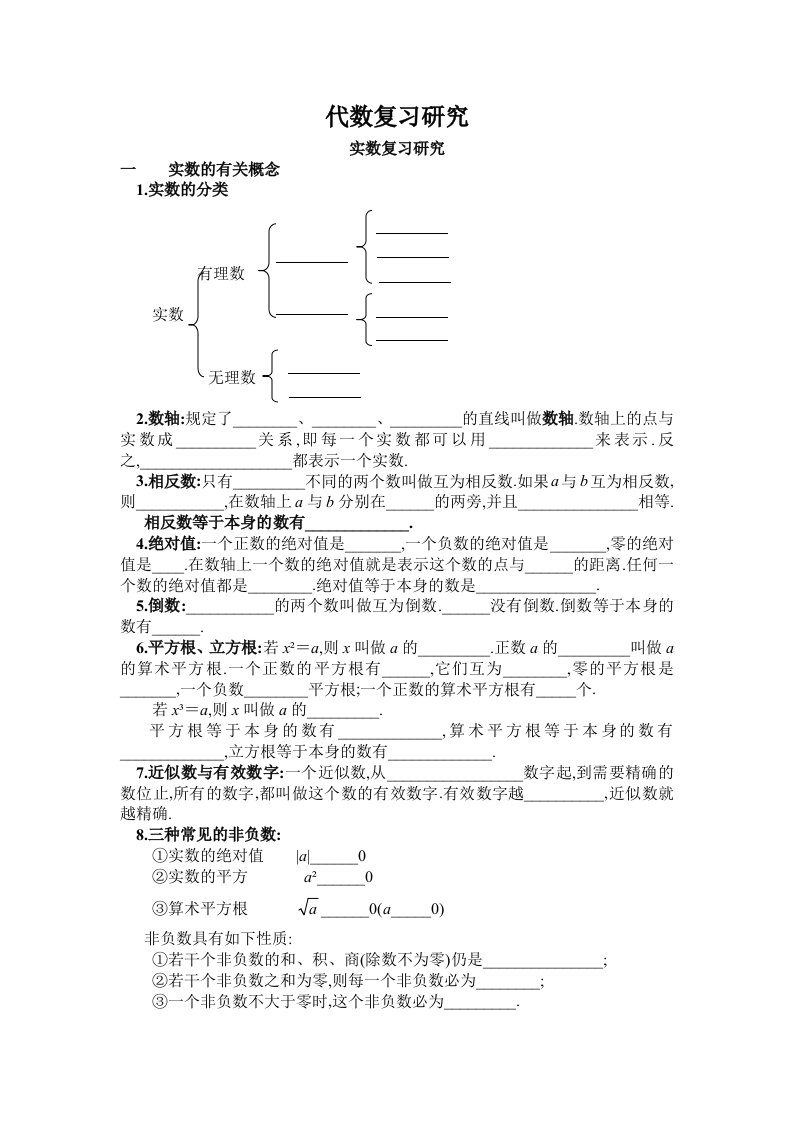 初中数学知识要点