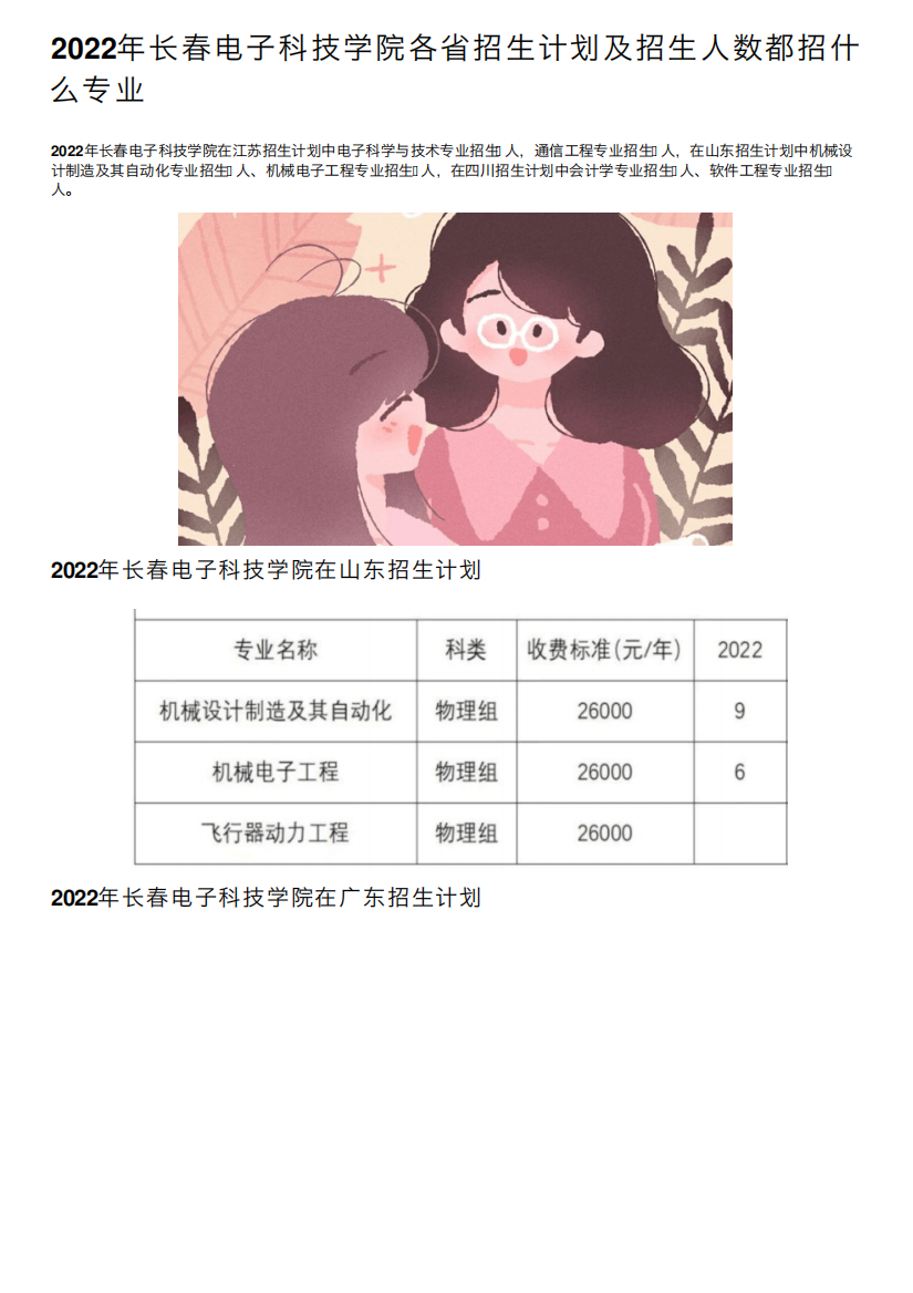 2022年长春电子科技学院各省招生计划及招生人数都招什么专业