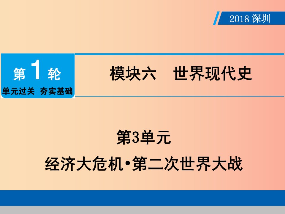 广东省2019年中考历史总复习第1轮模块六世界现代史第3单元经济大危机-第二次世界大战课件