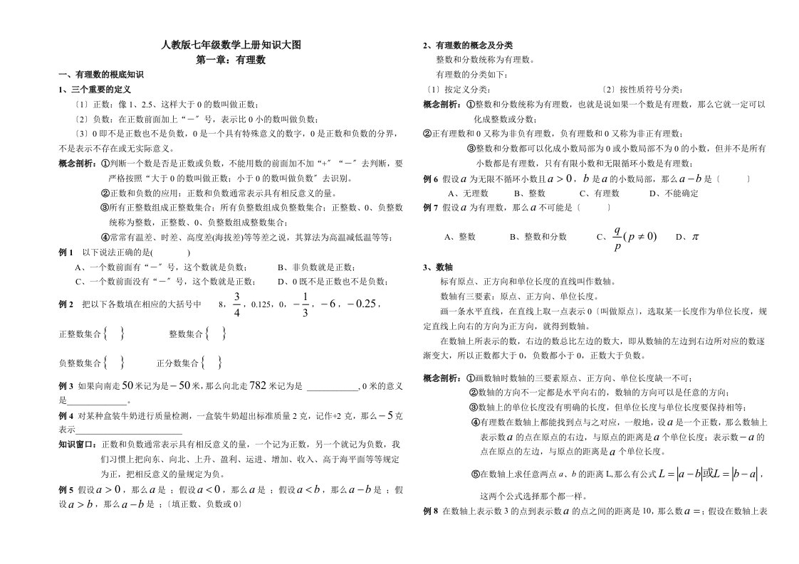 2023最新人教版七年级上数学总复习资料最全