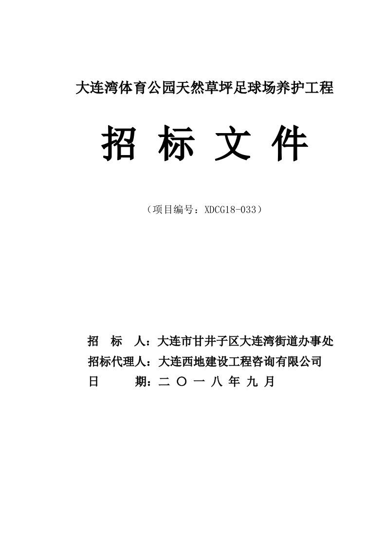 大连湾体育公园天然草坪足球场养护工程招标文件