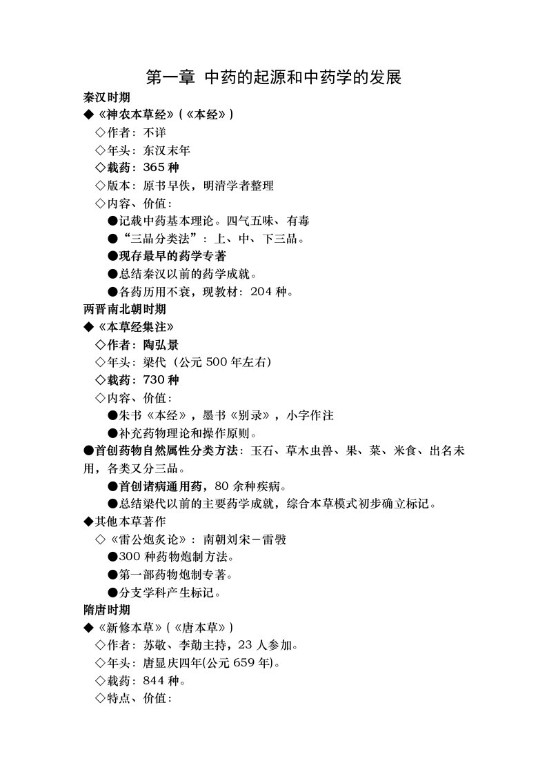 中药学知识点中医中药医药卫生专业资料