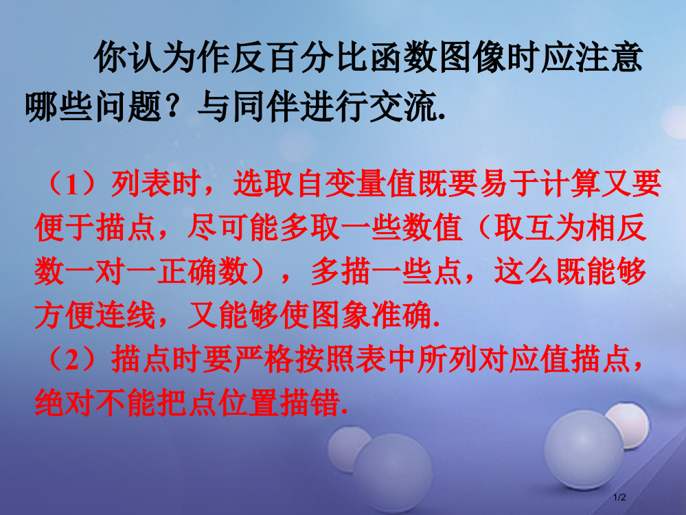 八年级数学下册11.2反比例函数的图象与性质作图注意全国公开课一等奖百校联赛微课赛课特等奖PPT课件