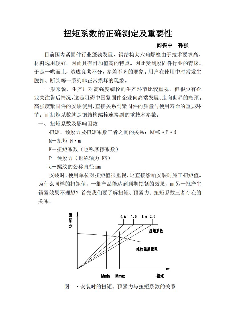 扭矩系数的正确测定及重要性