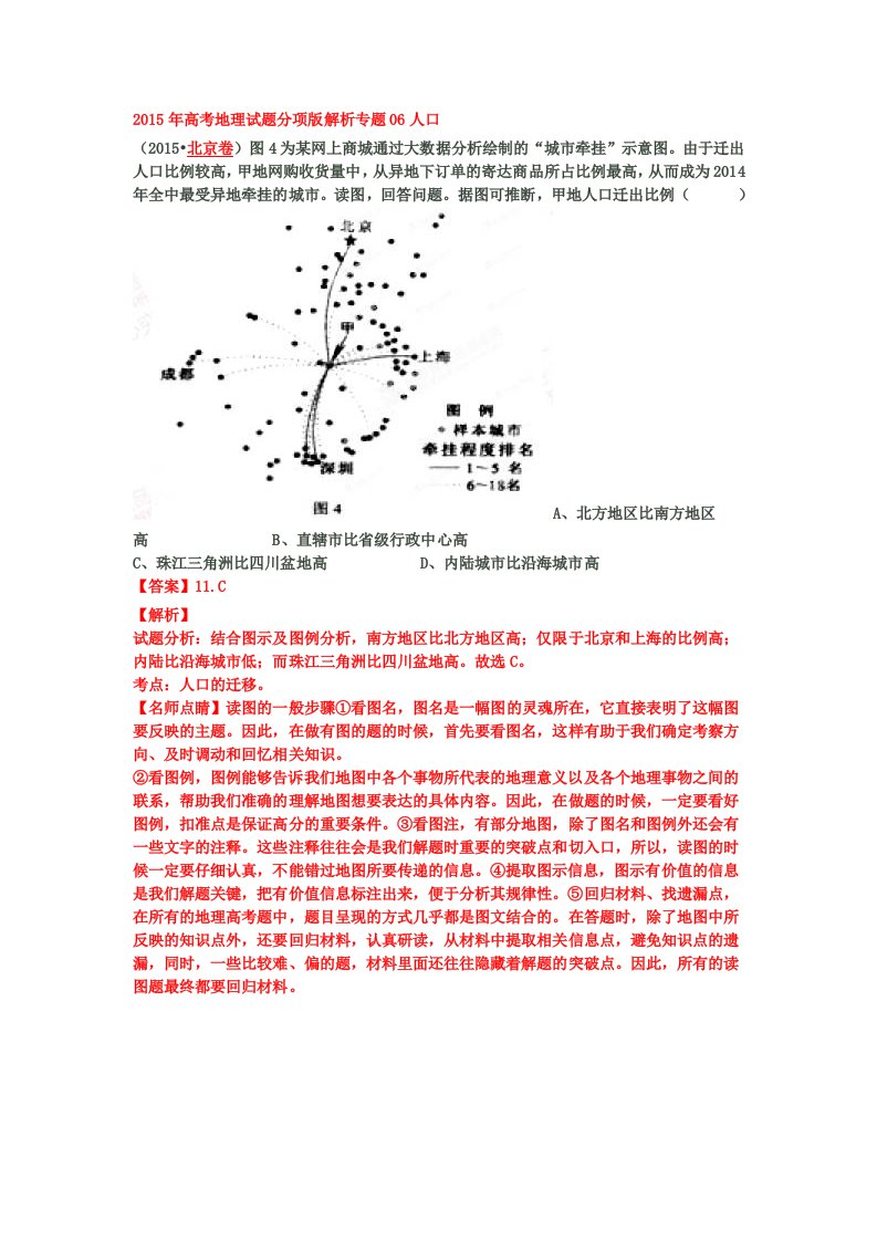 2015高考真题汇编专题六人口