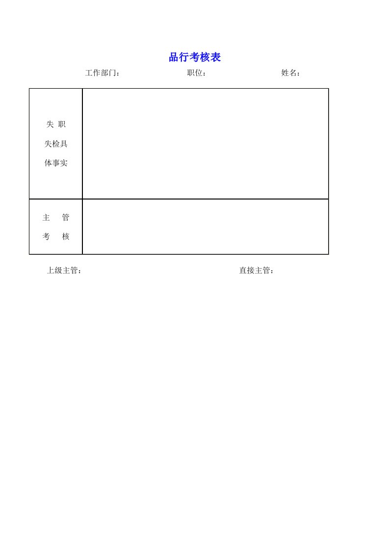 绩效管理表格-品行考核表