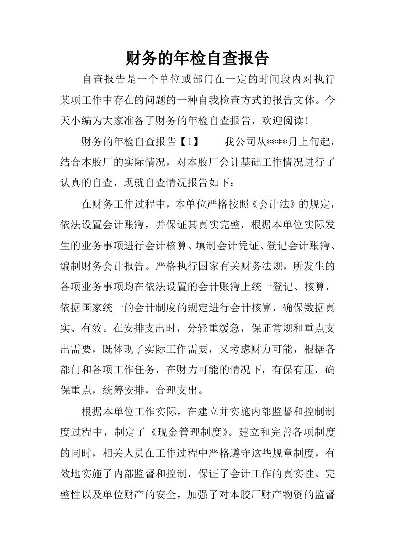 财务的年检自查报告.docx