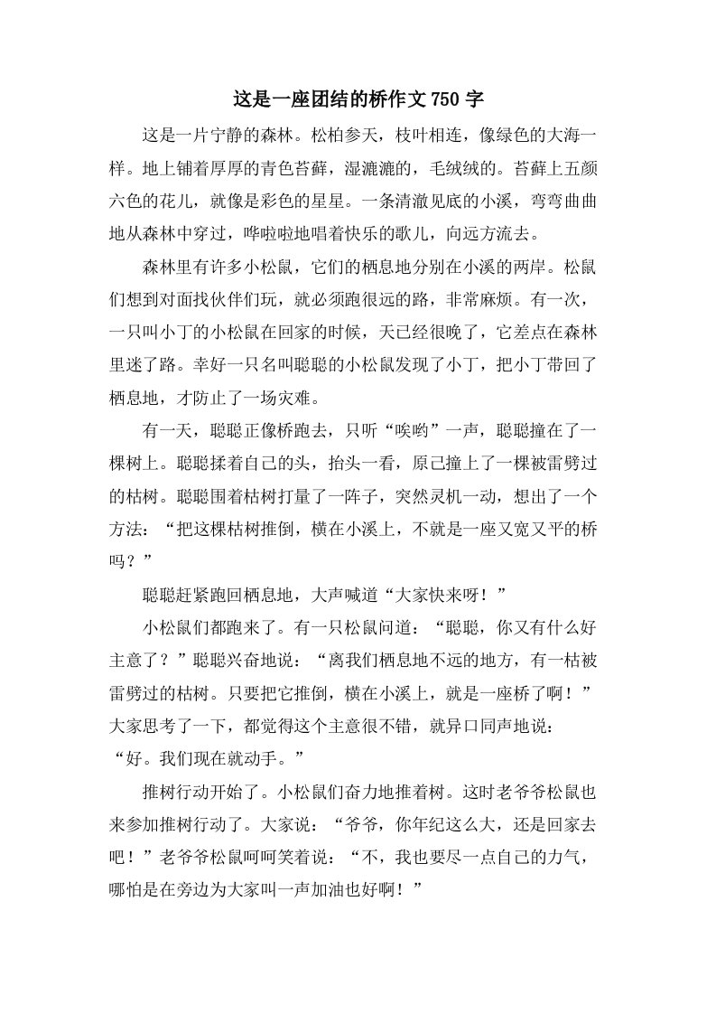 这是一座团结的桥作文750字