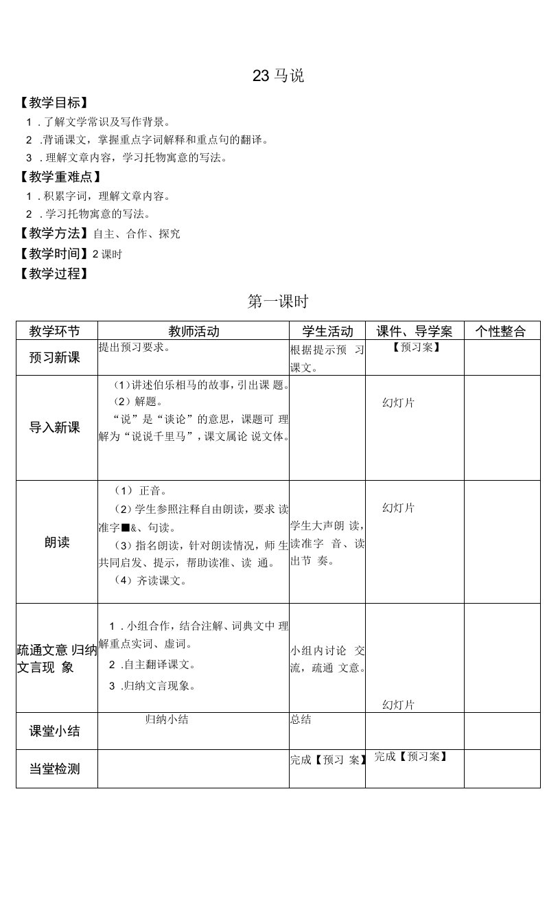 《马说》教学设计(王丹)