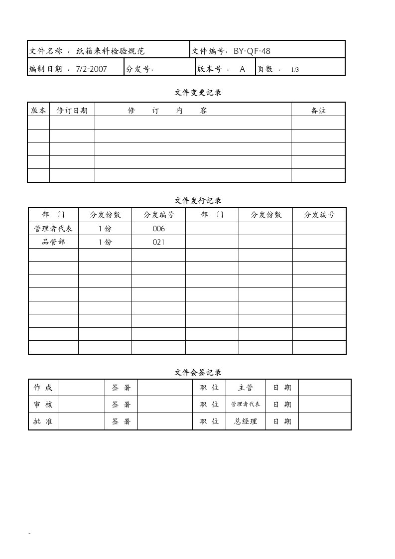 纸箱来料检验标准