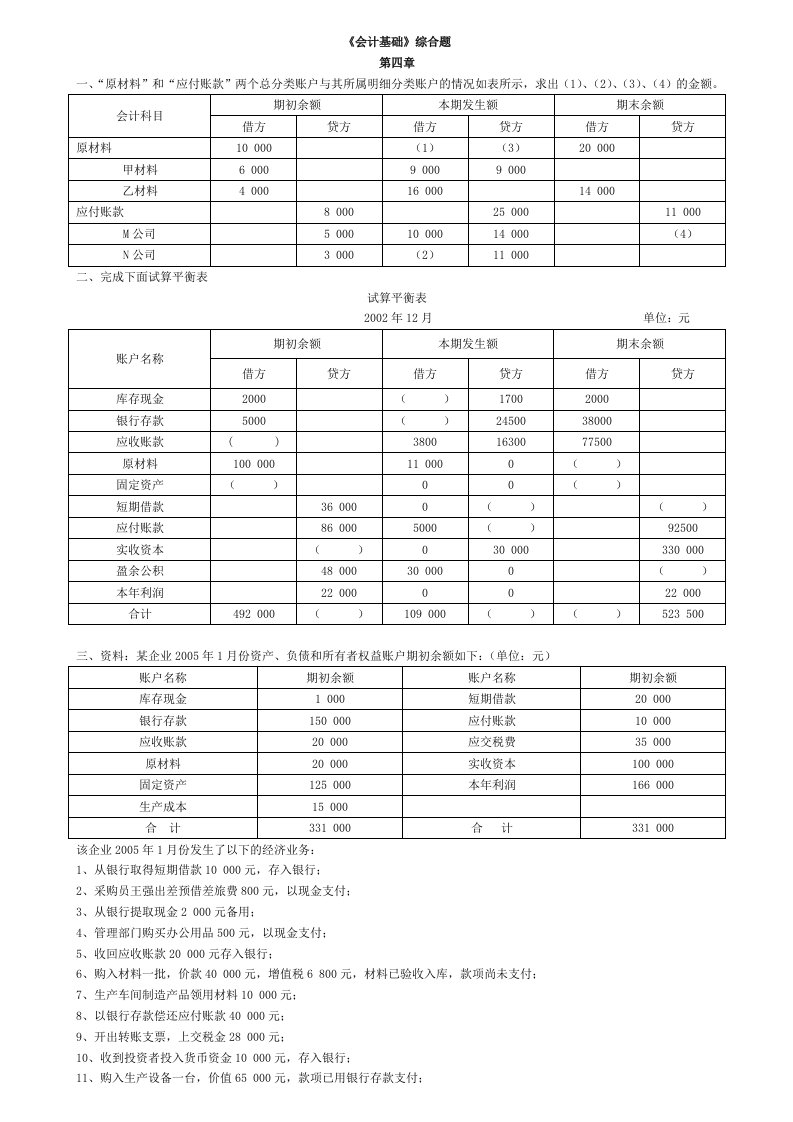 《会计基础》综合题