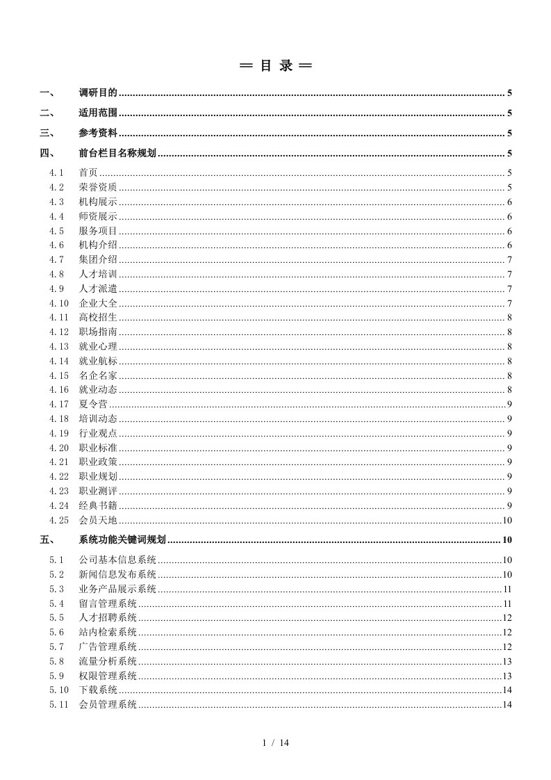 1网站建设项目调研书