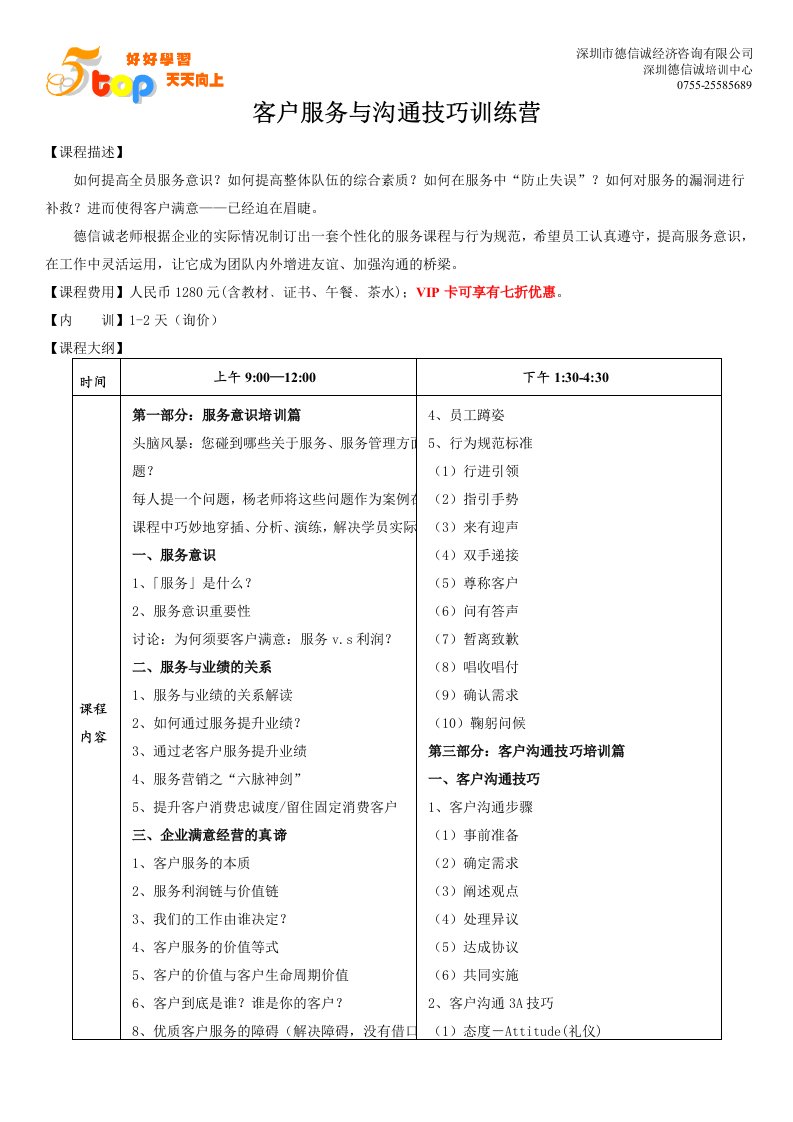 客户服务与沟通技巧训练营