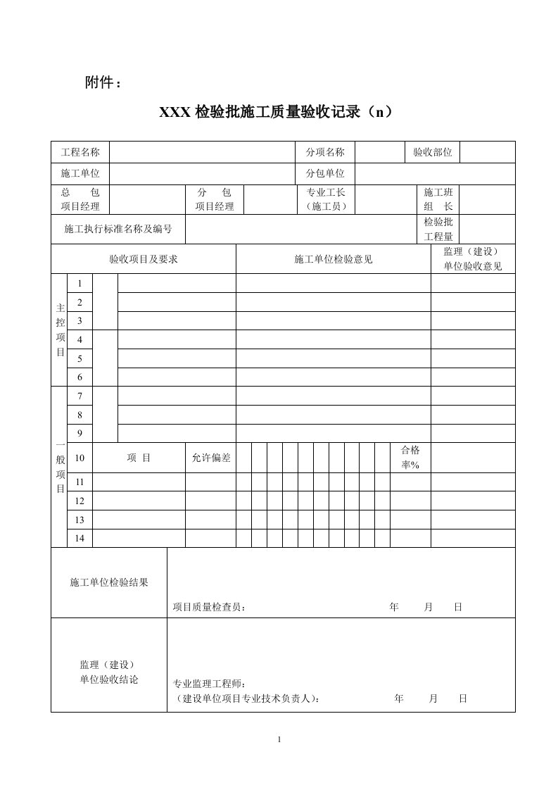 新版市政工程施工与质量验收规范表格