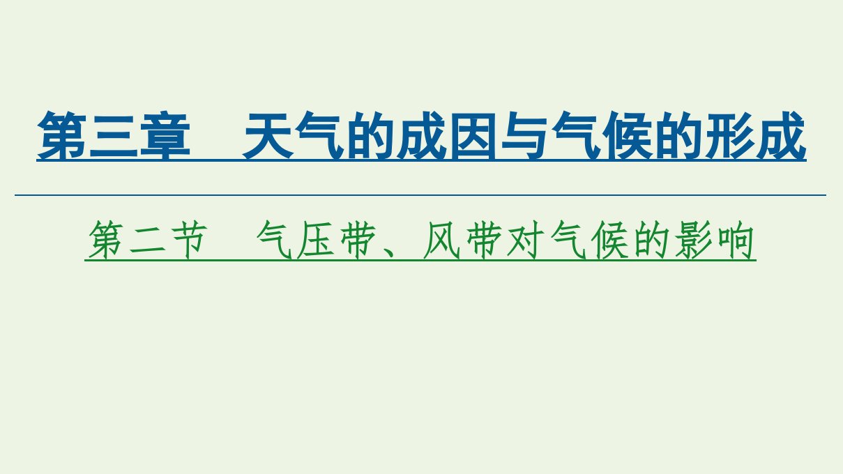 新教材高中地理第3章天气的成因与气候的形成第2节气压带风带对气候的影响课件中图版选择性必修第一册