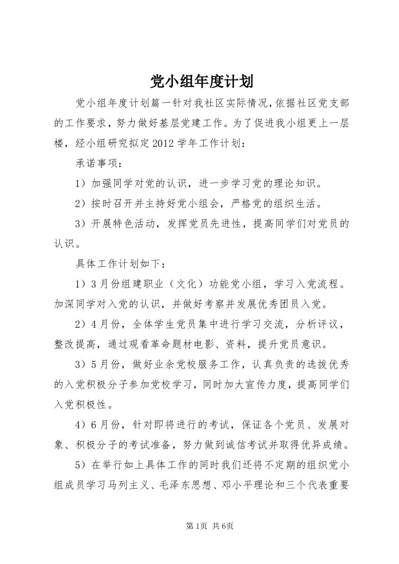 党小组年度计划