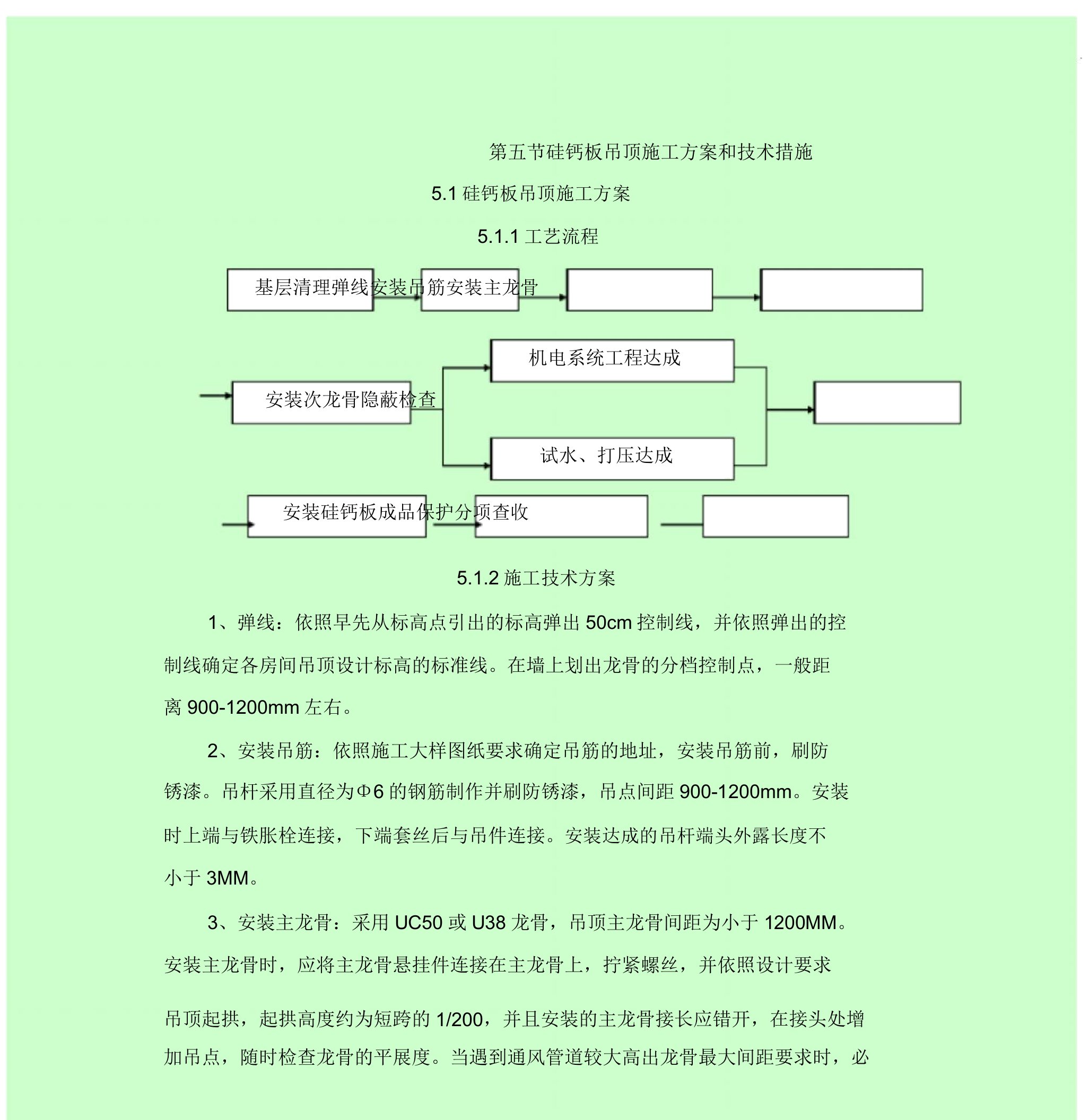 硅钙板吊顶施工规划方案