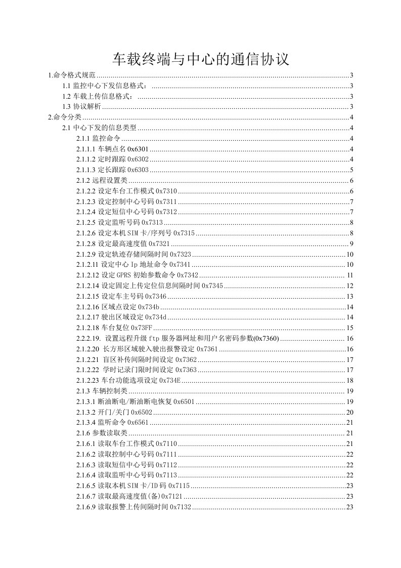 终端通信协议及数据格式