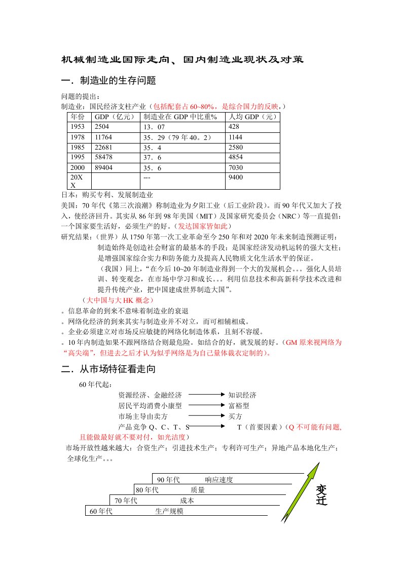 机械行业-机械制造业国际走向、国内制造业现状及对策