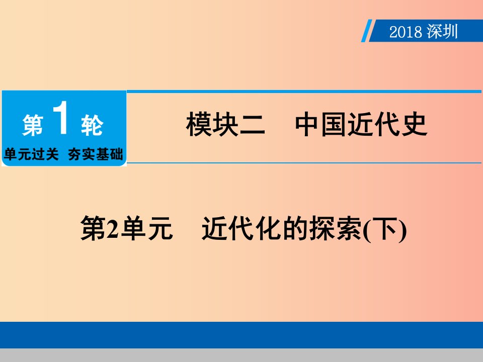 广东省2019年中考历史总复习第1轮单元过关夯实基础模块二中国近代史第2单元近代化的探索下课件