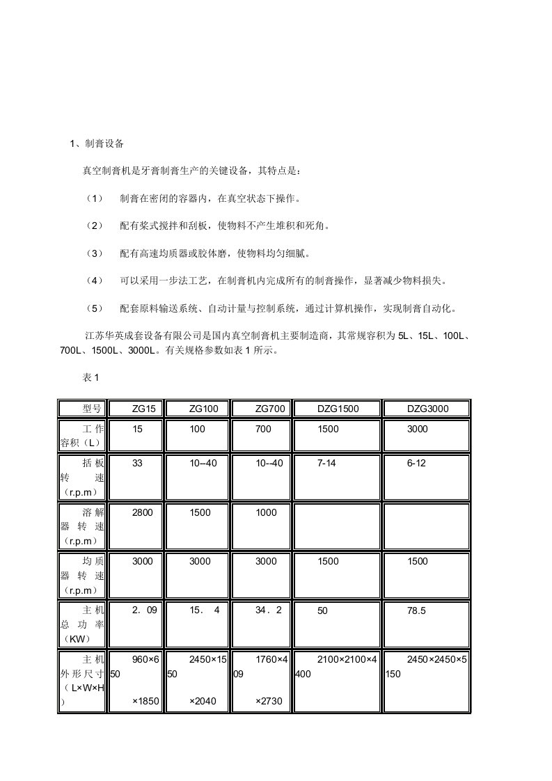 生产牙膏的主要设备