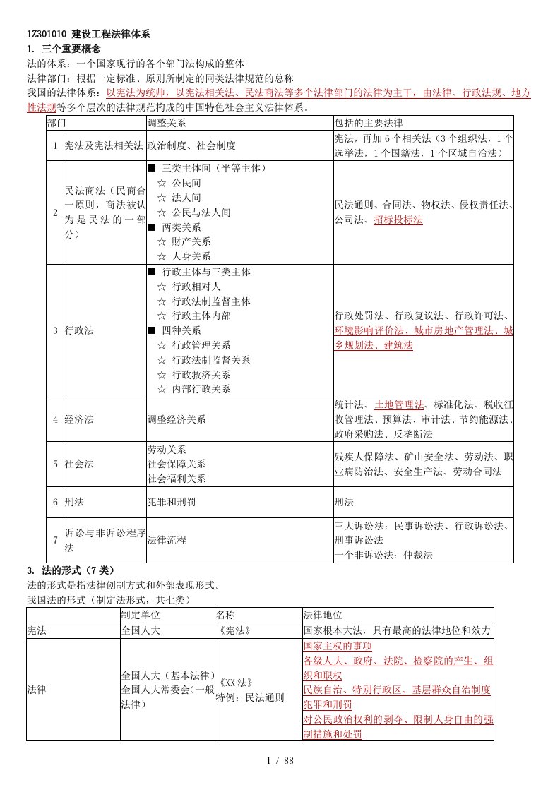 建造师一级工程法规重点