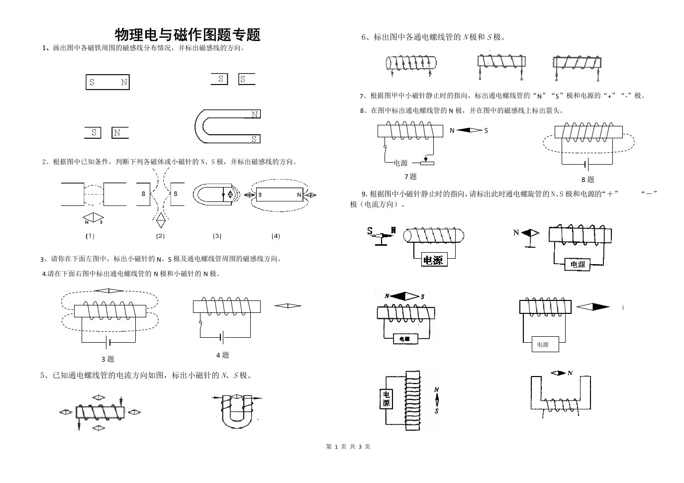 安培定则-作图题专题