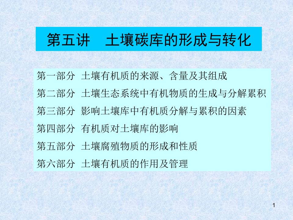 第五讲土壤碳库的形成与转化ppt课件