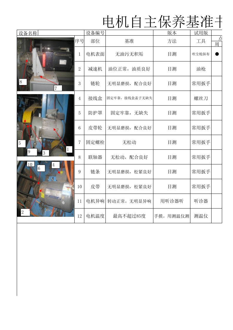 电机点检表