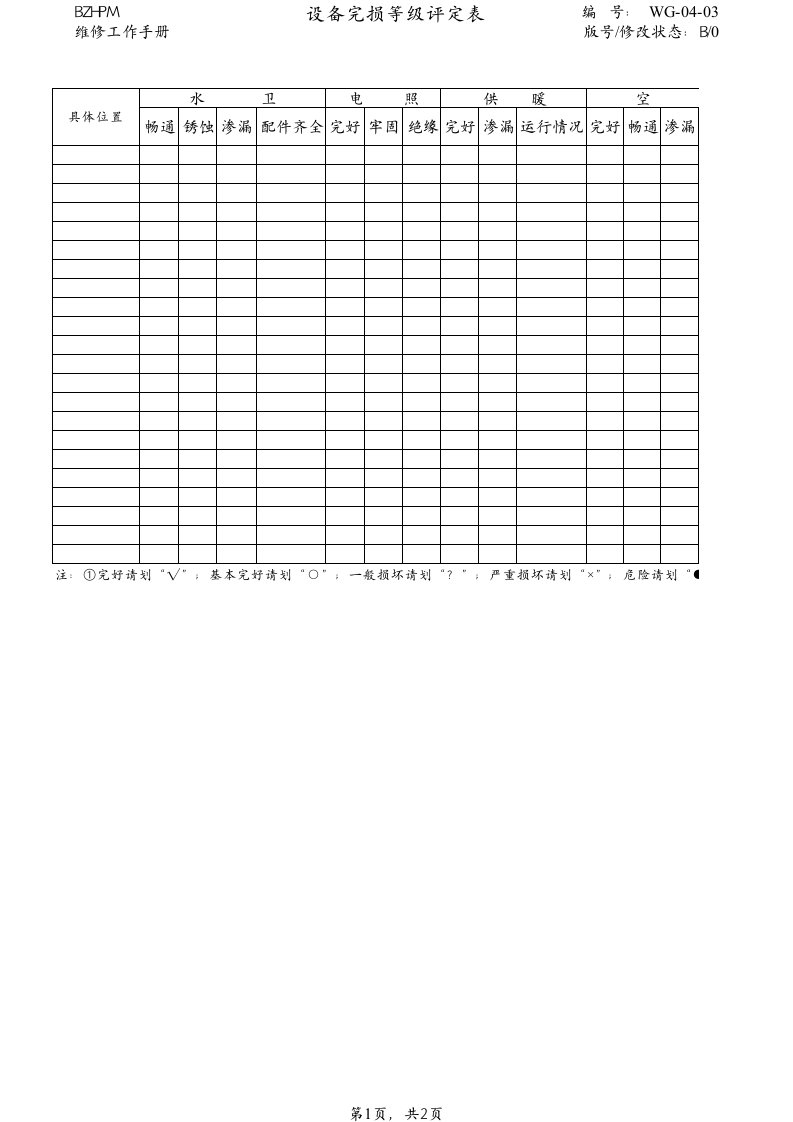 推荐-WG0403设备完损等级评定表