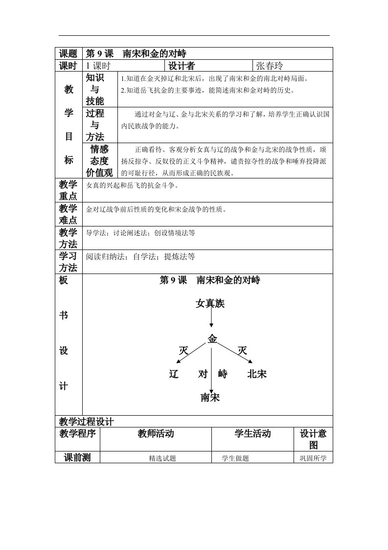 冀教版历史七下《南宋和金的对峙》