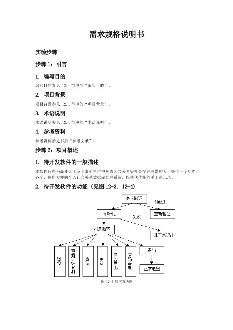 需求规格说明书实验步骤