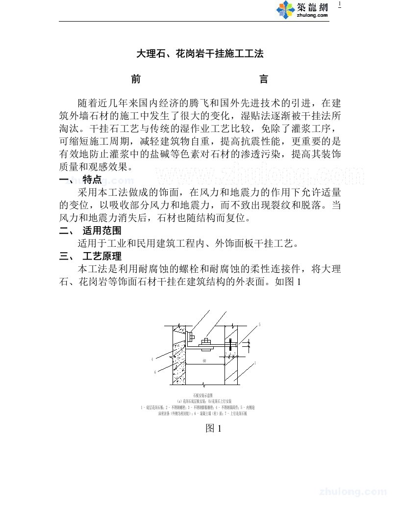 精选大理石花岗岩干挂施工工法