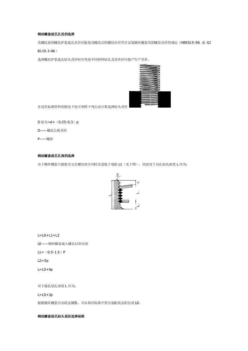 钢丝螺套底孔