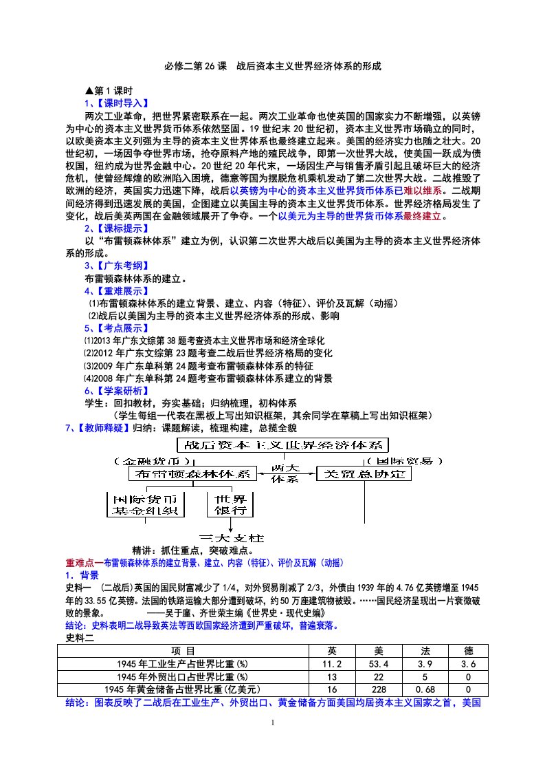 战后资本主义世界经济体系的形成