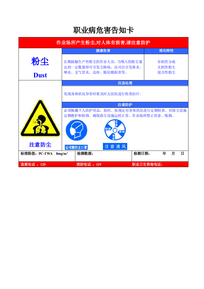 职业病危害告知卡示例新