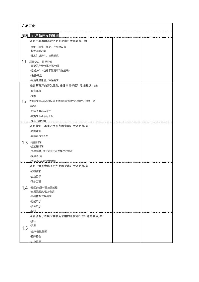 VDA63过程审核打分表