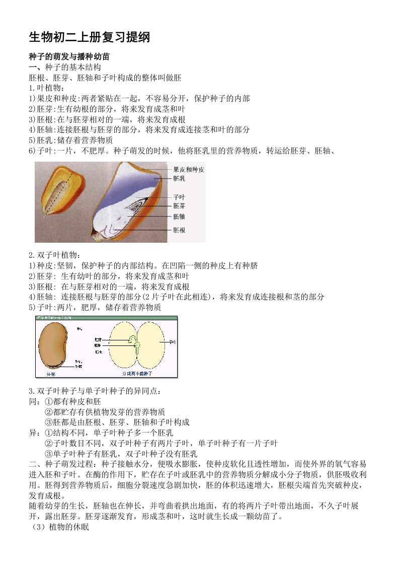 八年级上册生物知识点汇总(冀少版)(1)