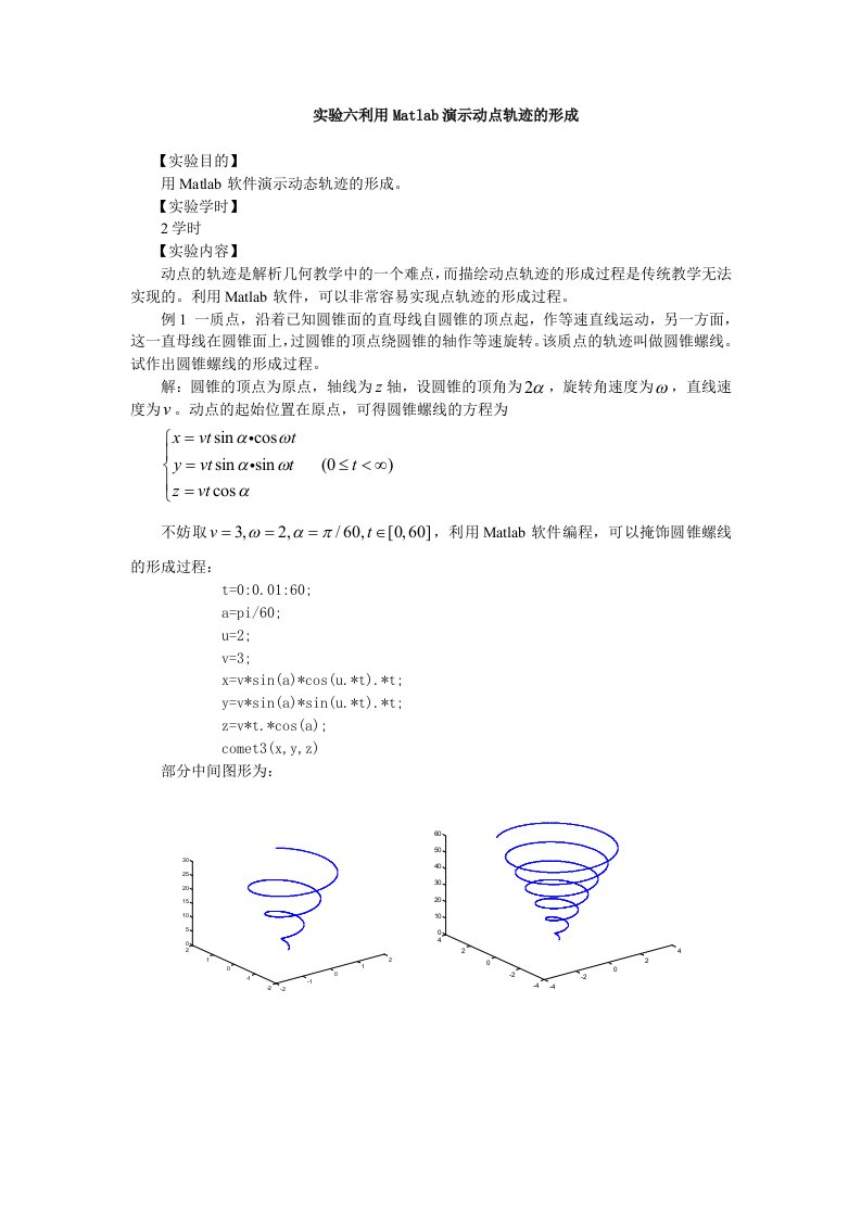 rg实验五利用matlab演示动点轨迹的形成