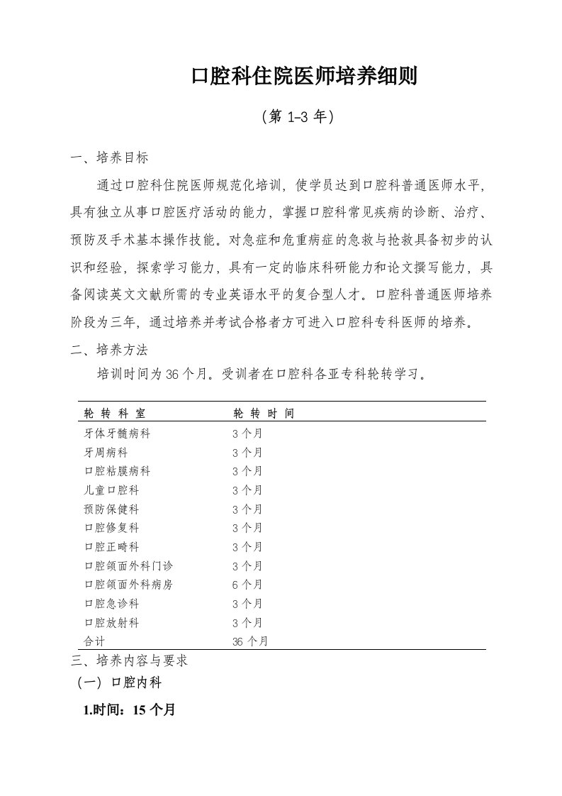 p17口腔临床医师培养细则