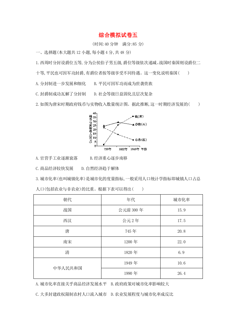 （通史版）高考历史二轮复习