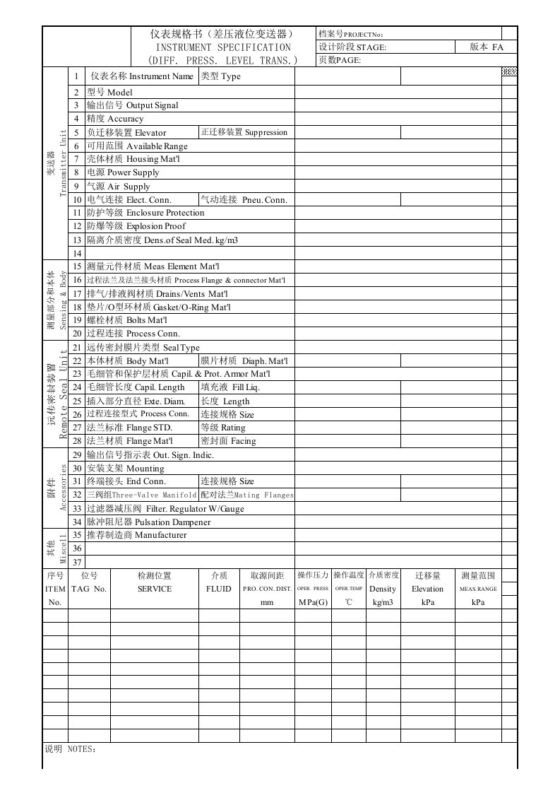 建筑资料-差压液位变送器规格书