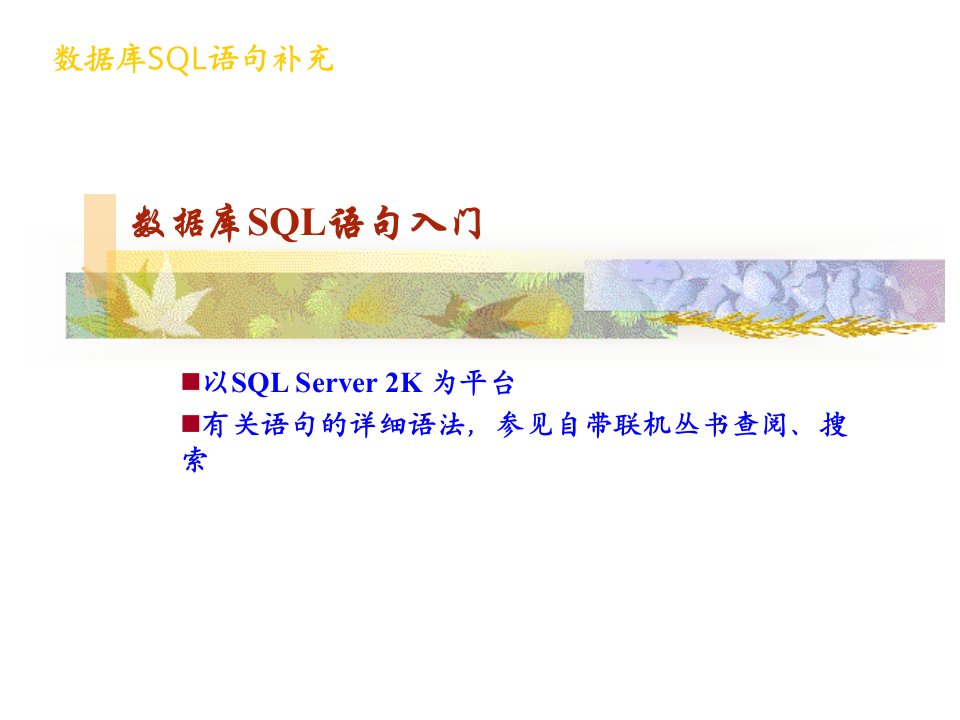 数据库SQL语句补充