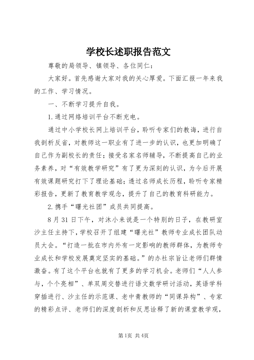 学校长述职报告范文