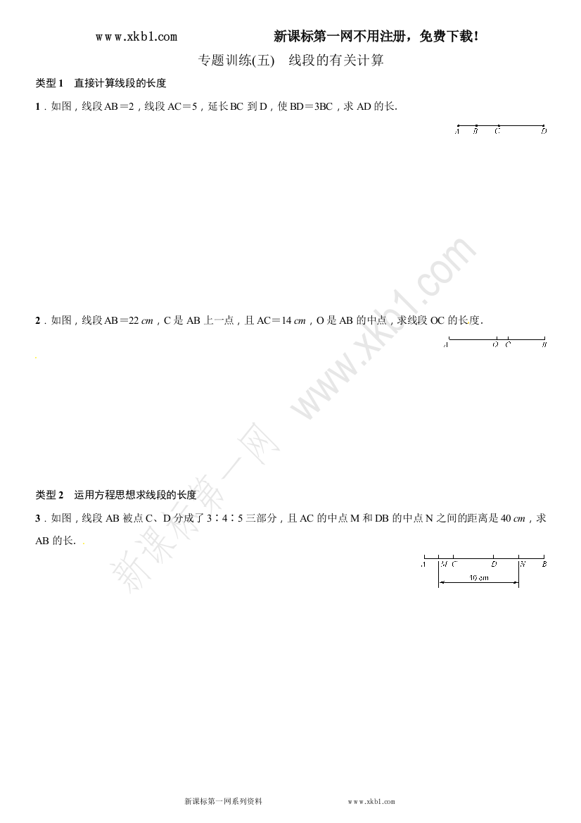 【小学中学教育精选】专题训练(五)　线段的有关计算