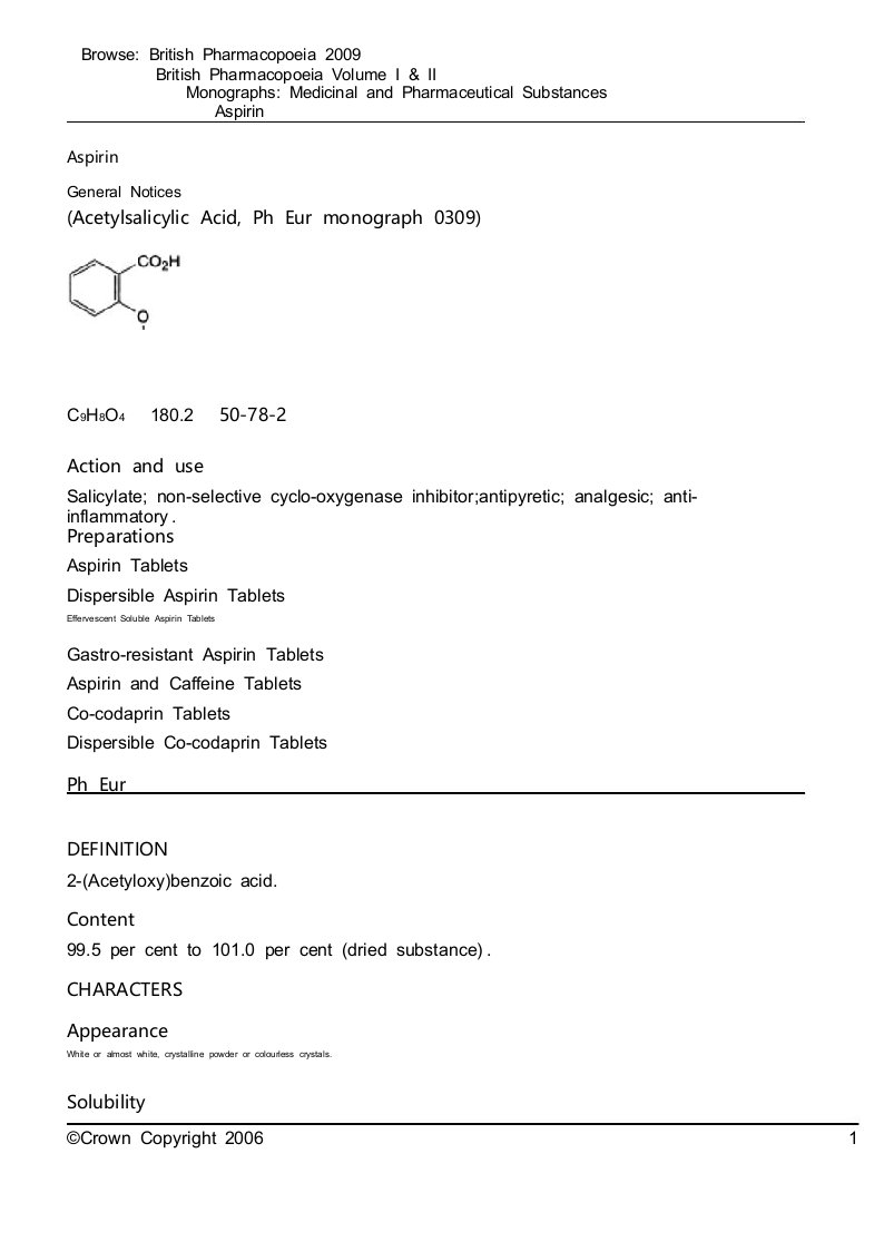Aspirin阿司匹林英国药典