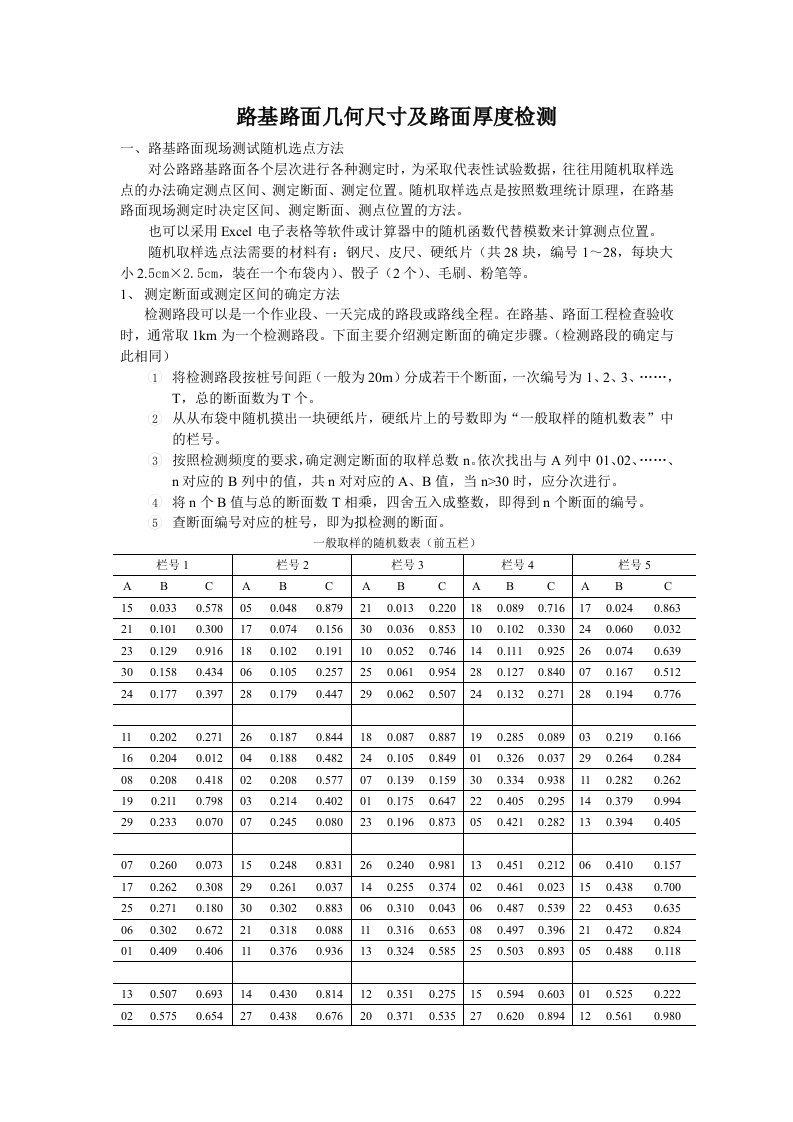 路基路面几何尺寸及路面厚度检测