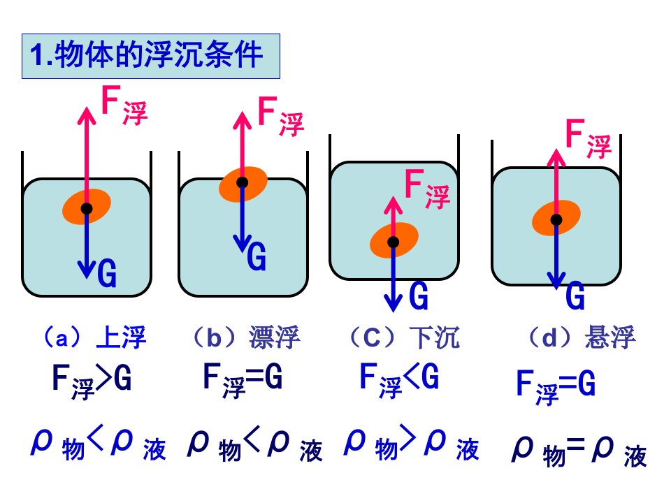 研究物体的浮沉条件及计算