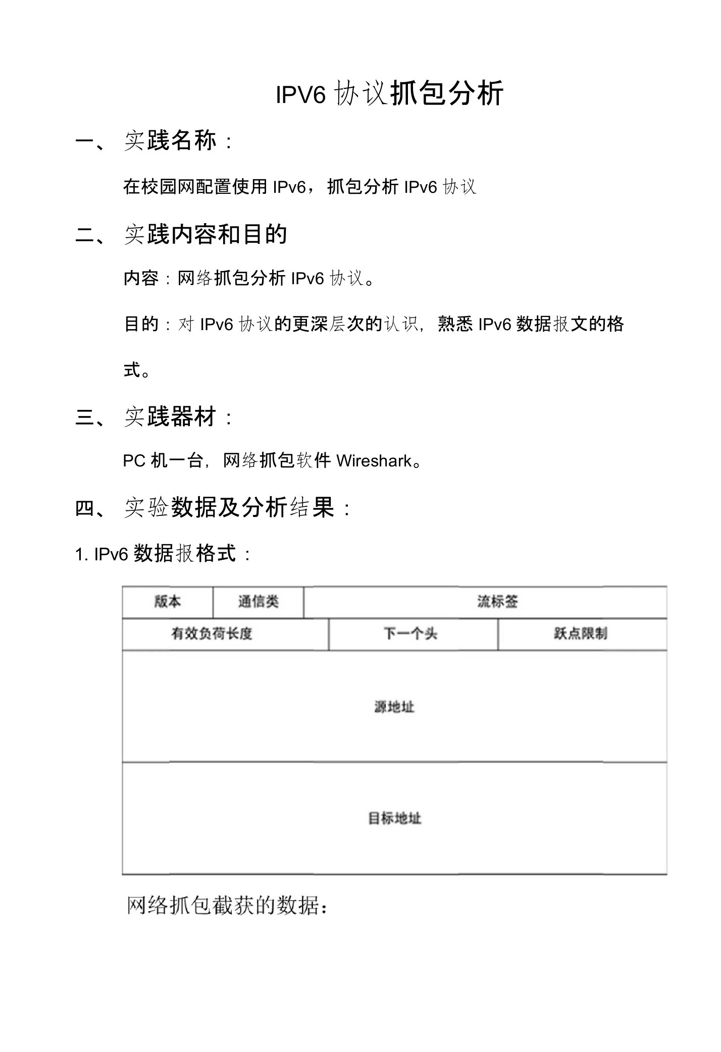 IPV6抓包协议分析